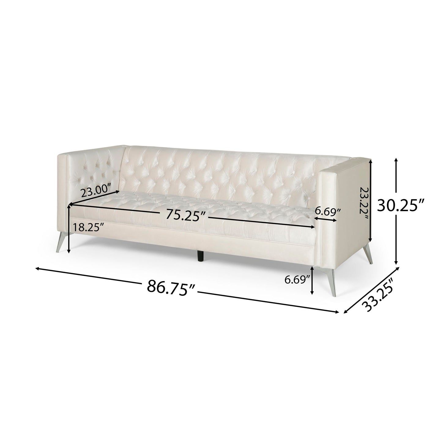 Contemporary 3 Seater Sofa With Button Tufting