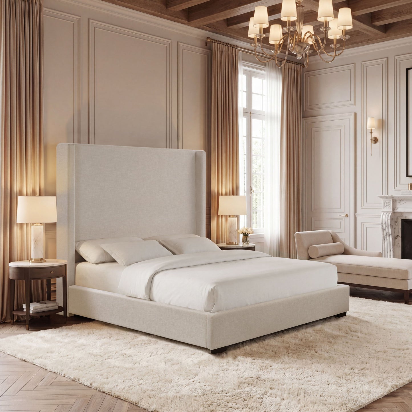 Hampton - Upholstered Platform Bed With Tall Headboard