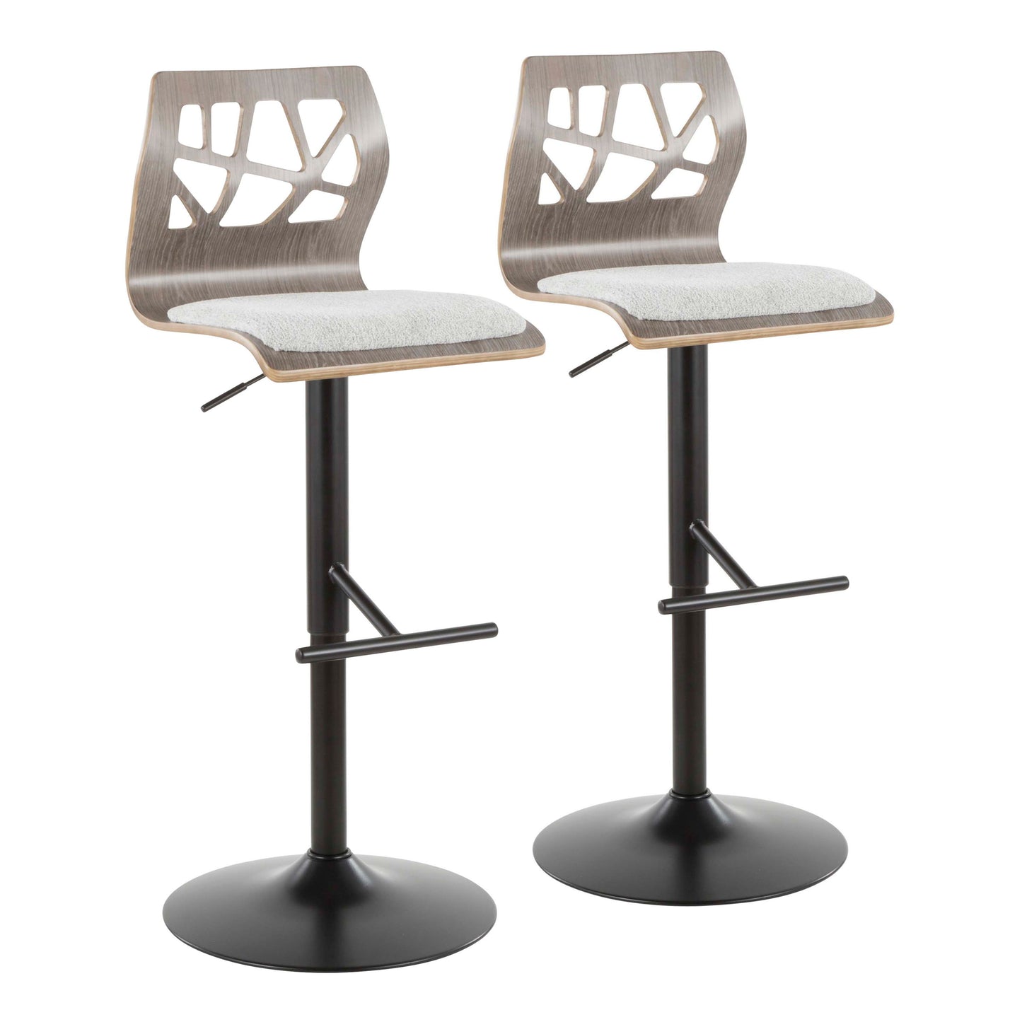 Folia - Mid Century Modern Adjustable Barstool With Swivel & Rounded T Footrest (Set of 2)