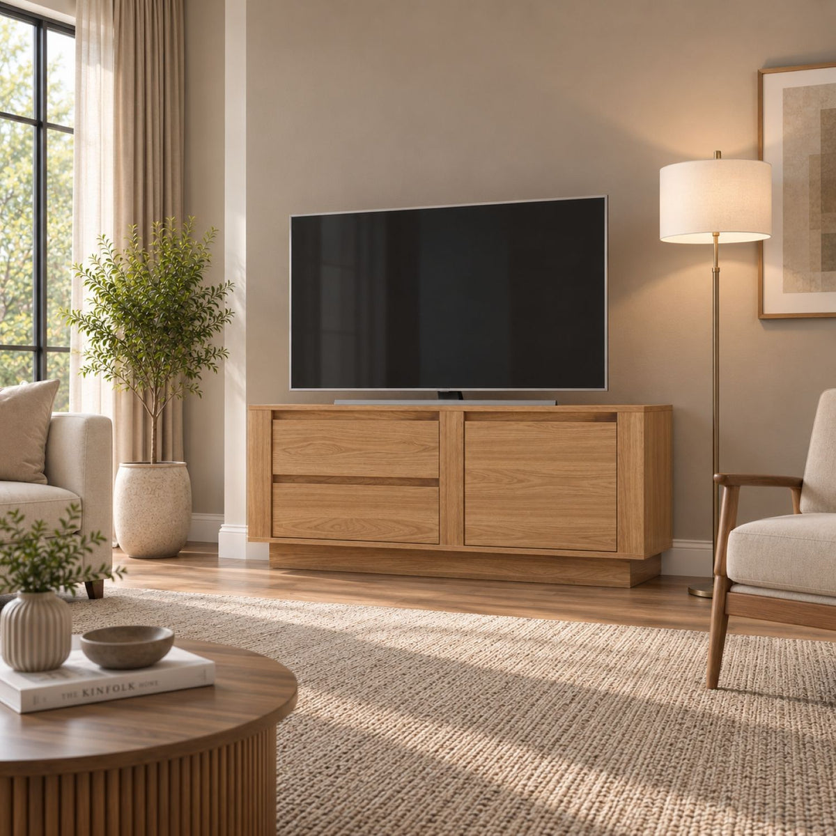 TV Stand For TVs Up To 50" With 1 Door And 2 Drawers