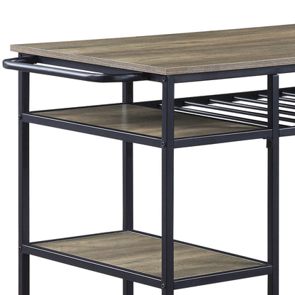 Lona - Kitchen Island - Rustic Oak / Black