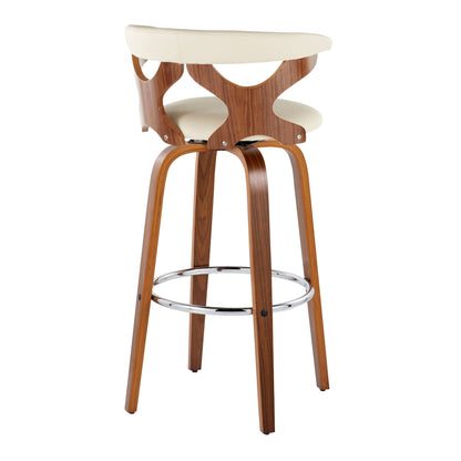 Gardenia - Mid Century Modern Fixed Height Barstool With Swivel With Round Footrest (Set of 2)