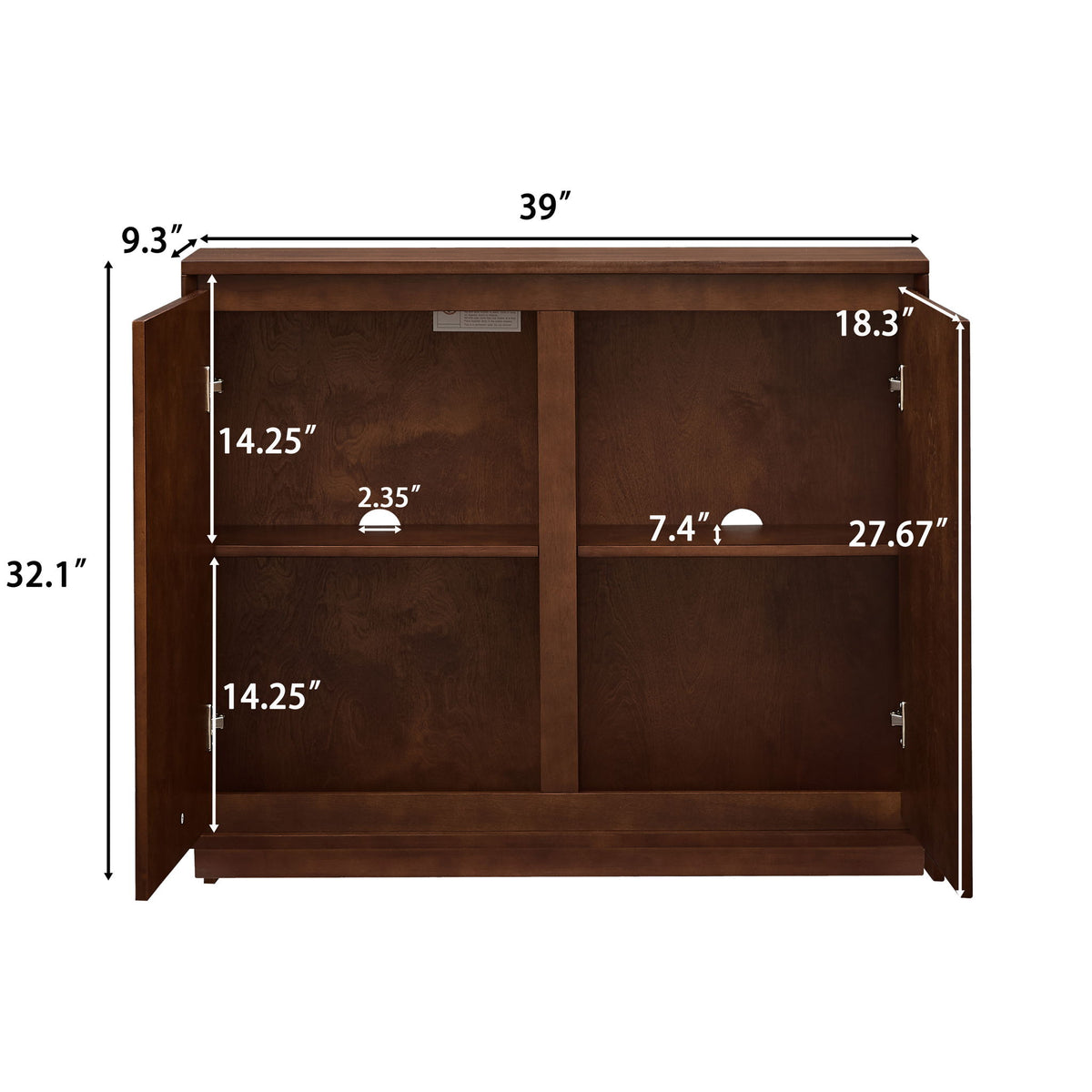 Arched Sideboard Cabinet With 2 Outlet Holes, Storage Buffet Cabinet