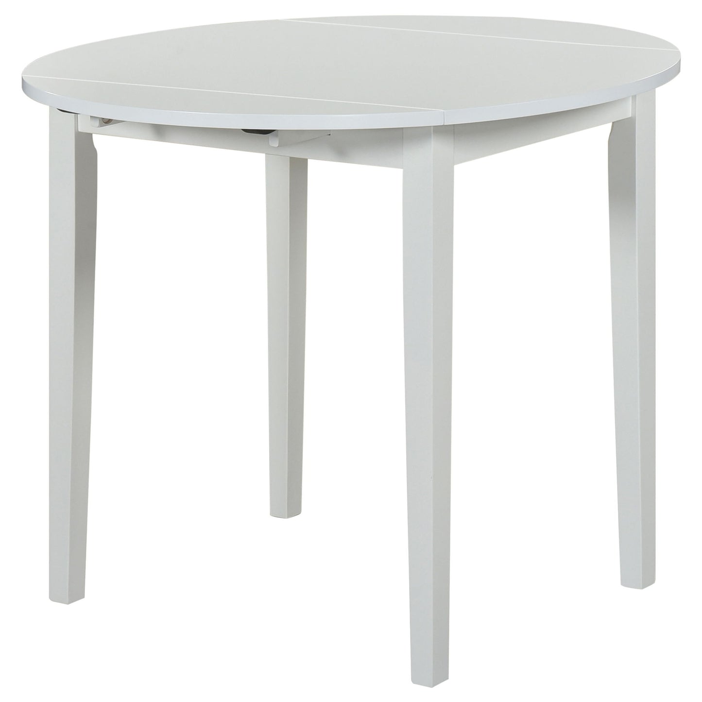 Cliff - 3 Piece Round Drop Leaf Dining Table Set With Ladderback Chairs - White
