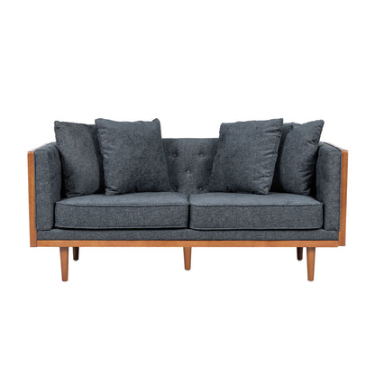 Retro Modern Loveseat With Button Tufted Upholstery