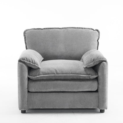 Oversized Reading Armchair With Thick Cushions, High Back Support