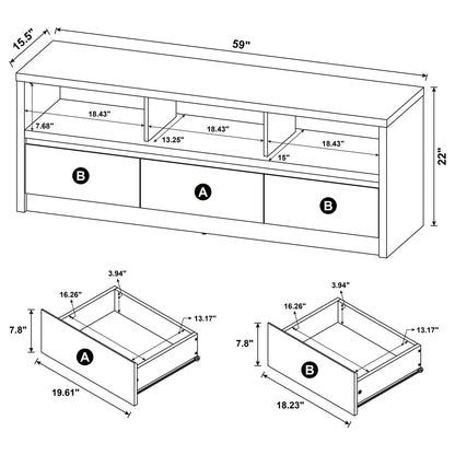 O'Brien - 3 Drawer TV Stand Media Console - Black