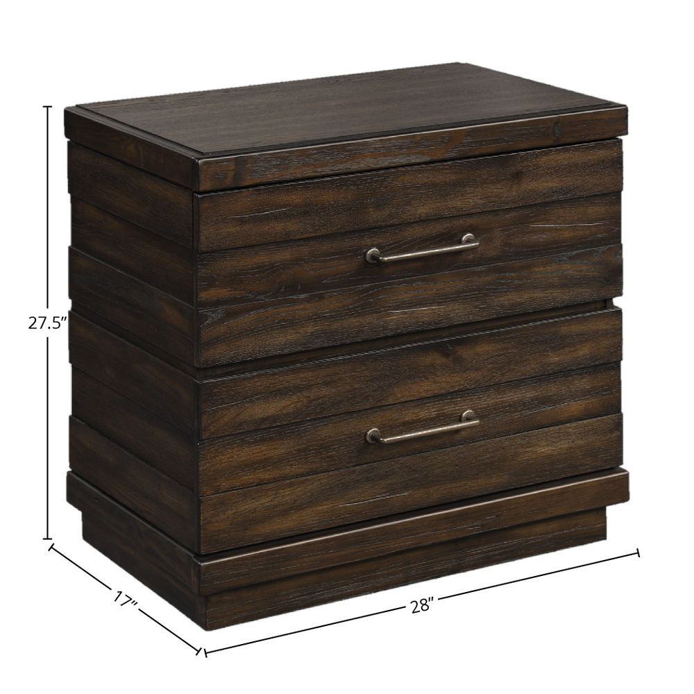 Industrial Farmhouse Designed 2 Drawer Nightstand - Brown