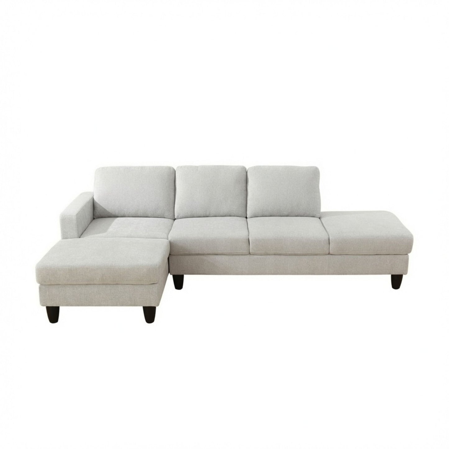 2 Piece L - Shaped Left Chaise Sectional Sofa With Ottoman, Living Room Furniture - White / Gray