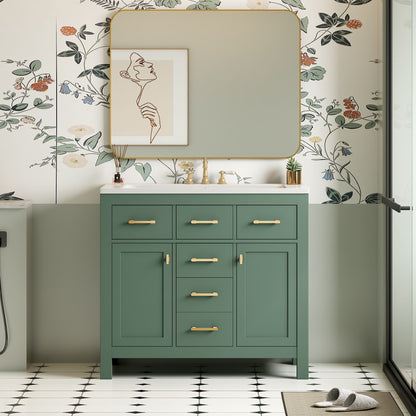 Bathroom Vanity With Sink Combo Set, Modern Bathroom Cabinet With 4 Drawers