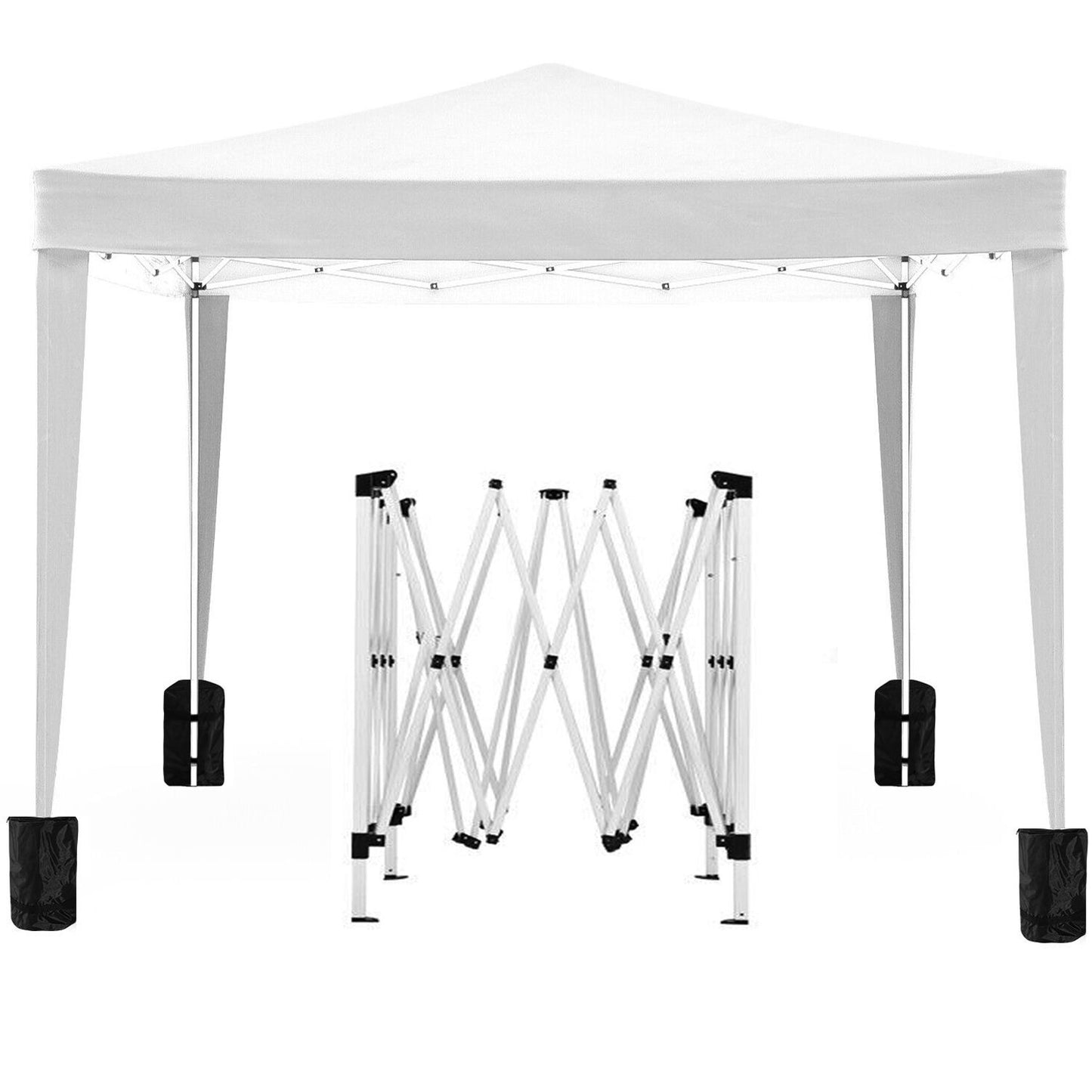 10'X10' Folding Canopy With 4 Removable Sidewalls Outdoor Event Shelter UPF 50+ Gazebo Portable Tents For Parties Beach Camping Wedding Ez Pop Up Canopy 4 Pieces Weight Bag + Carry Bag