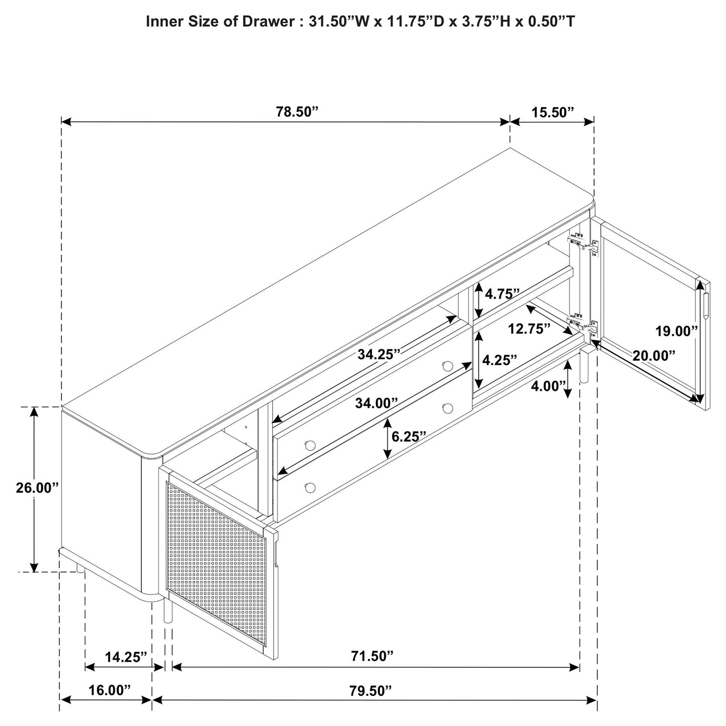 Benson - 2 Door TV Stand With Dual Drawers