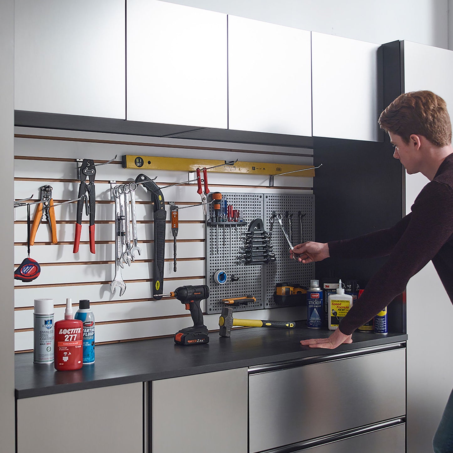 Nova - Series Garage Cabinet Set B With Soft Closing Mechanism And Water Resistant - Metallic Gray