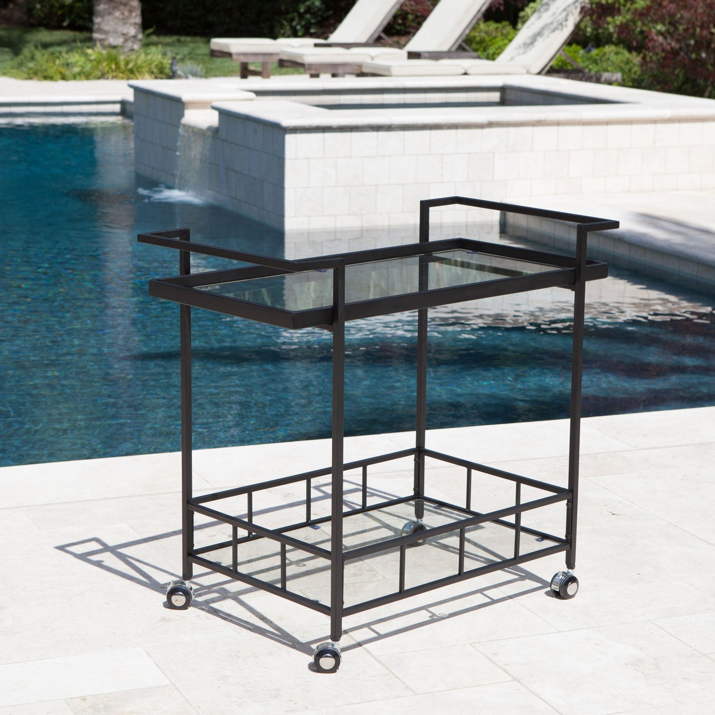 2 Tier Bar Cart, Utility Cart, Rolling Serving Cart, Kitchen Cart With Storage Shelves - Black