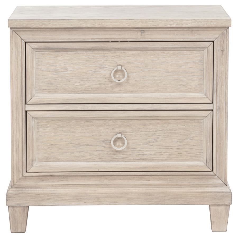 Pembroke - 2-Drawer Nightstand Bedside Table - Washed Oak