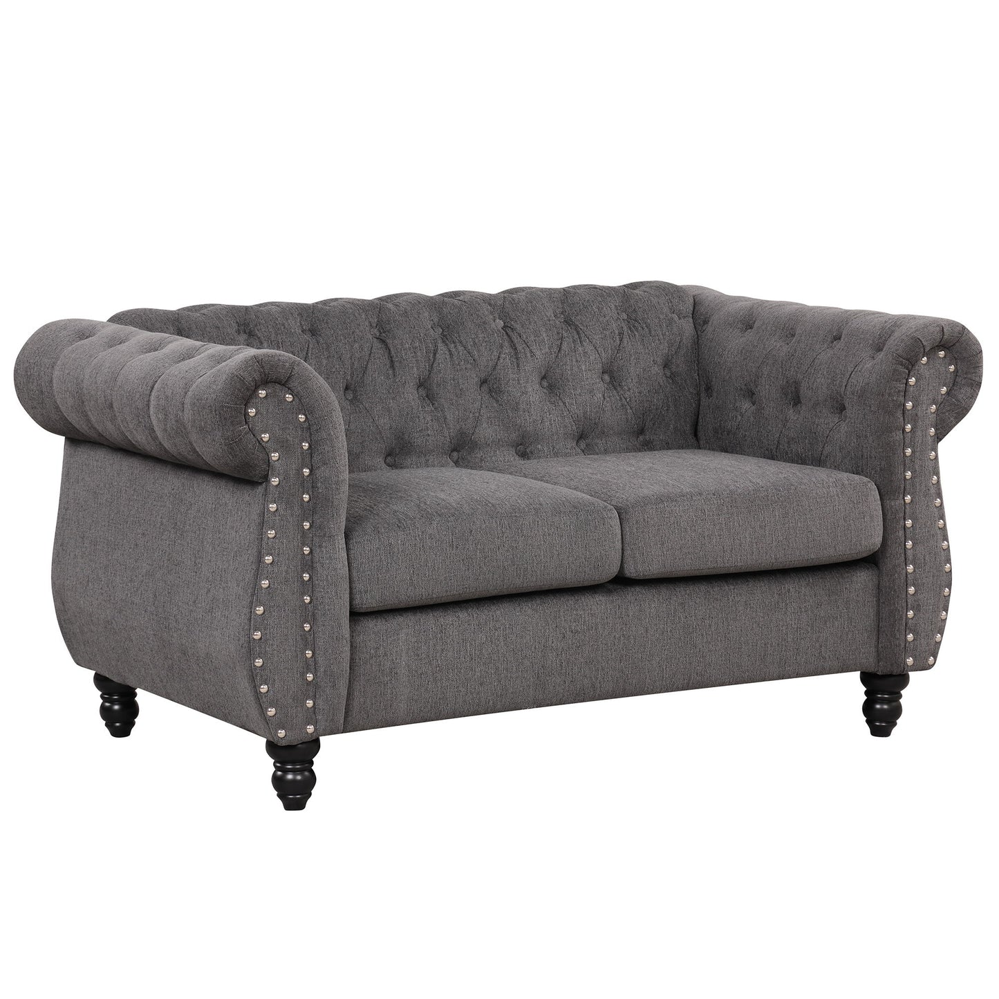 Modern Sofa Dutch Plush, Upholstered Sofa, Solid Wood Legs, Buttoned Tufted Backrest