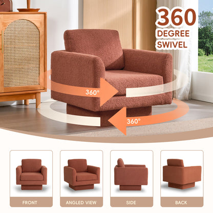 360° Modern Swivel Accent Chair Round Armchair, Thick Padded Single Lounge Sofa Upholstered Comfy