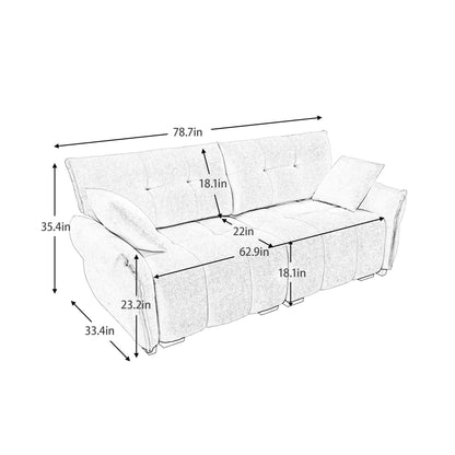 Modern Sofa & Pillows, Textured Cover, High Rebound Cushions