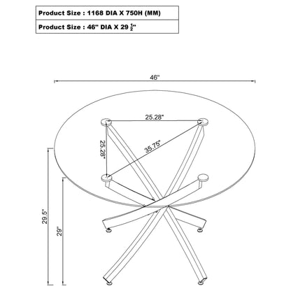 Declan - Round Top Dining Table - Chrome