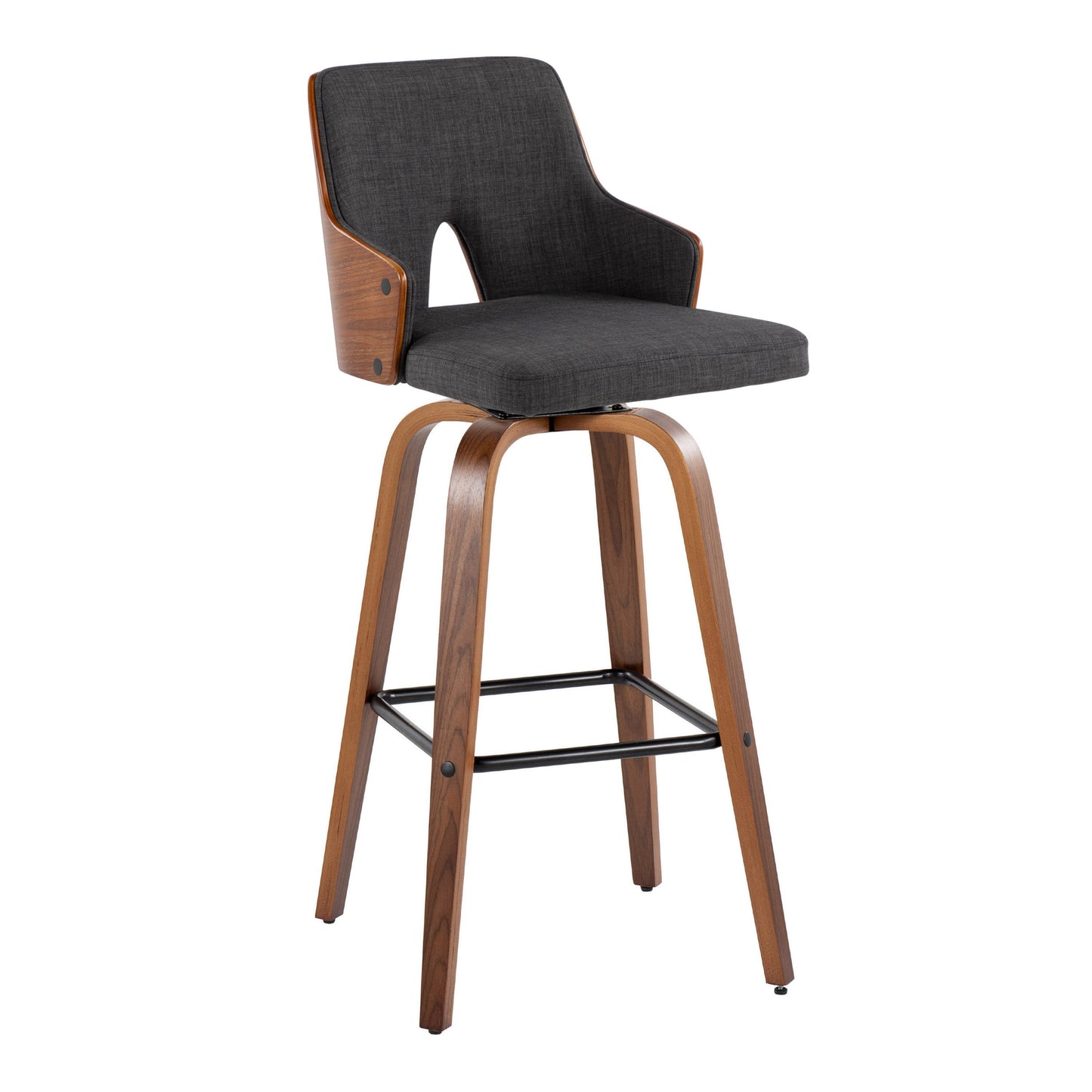 Stella - Mid Century Modern Fixed Height Barstool With Swivel Square Footrest (Set of 2)