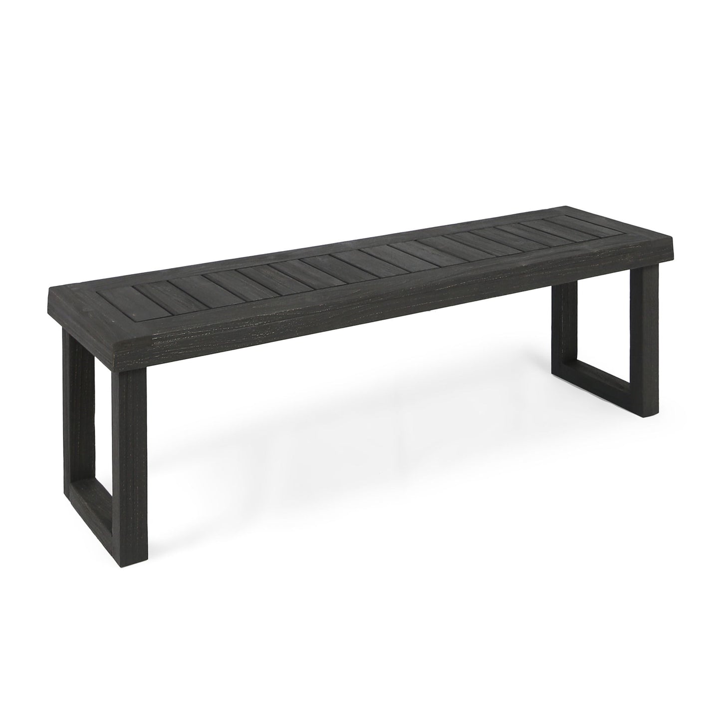 Realm - Outdoor Bench With Slat Panel Top And Base - Dark Gray