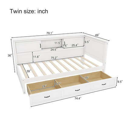 L Shaped Bed Frame With Drawer And And Bookcase With LED Downlight And USB Port