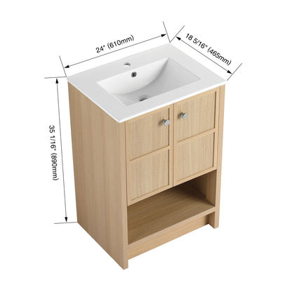 Modern Freestanding Bathroom Vanity With Ceramic Sink And Soft Closing Doors