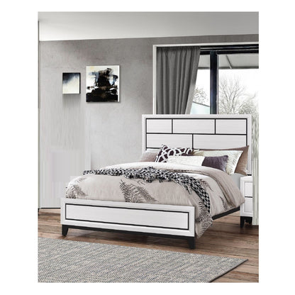Contemporary Low Profile Bed With Geometric Headboard