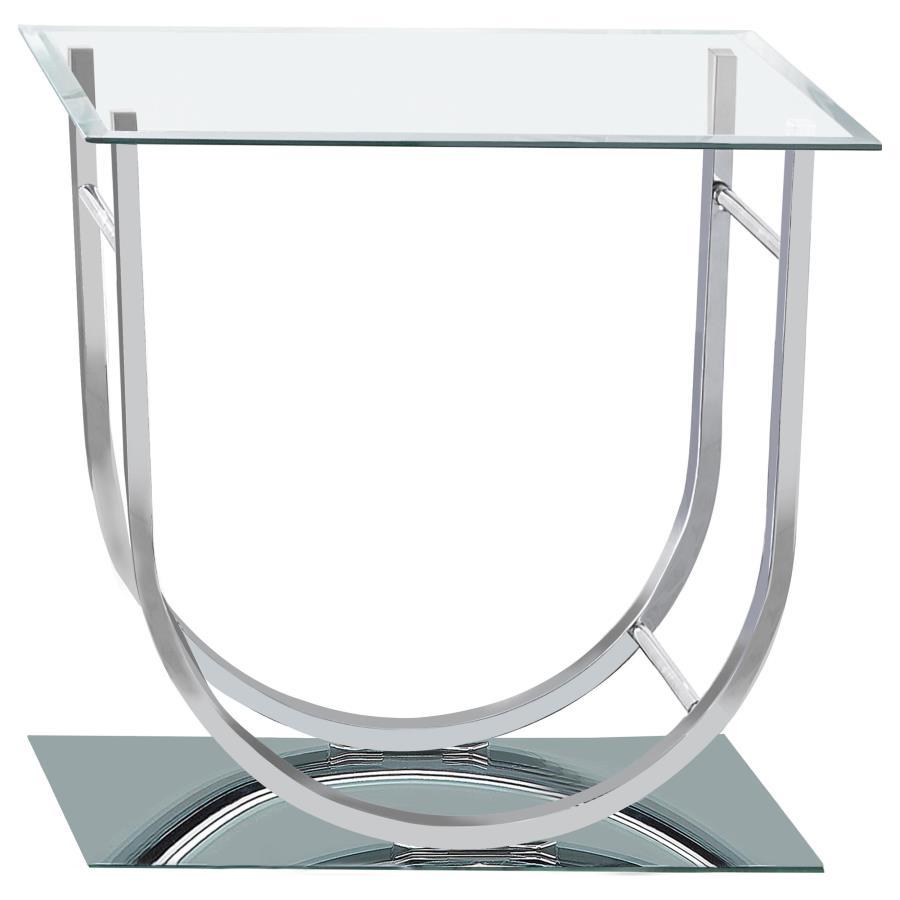 Danville - Square U-Shaped Glass Top Side End Table - Chrome