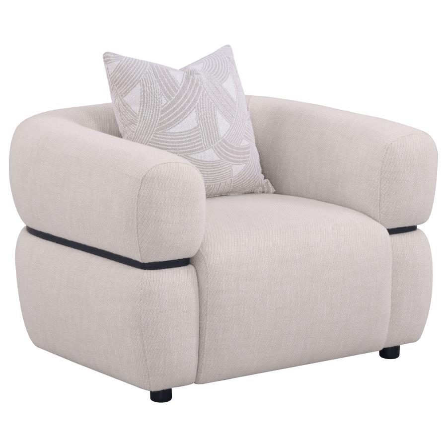 Jeanette - Fabric Upholstered Round Arm Accent Chair - Beige