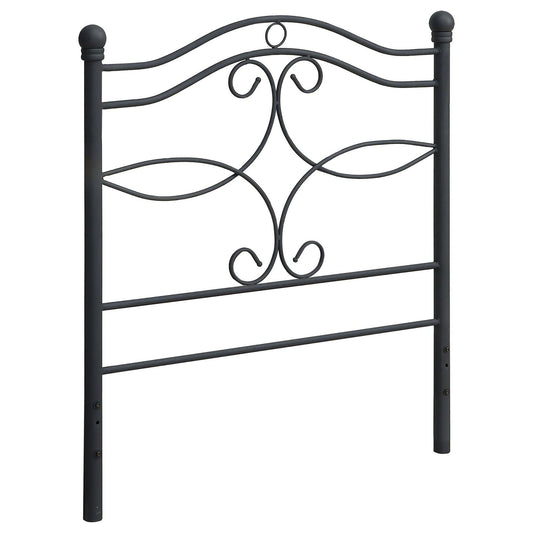 Twin Headboard With Scrollwork Design - Black