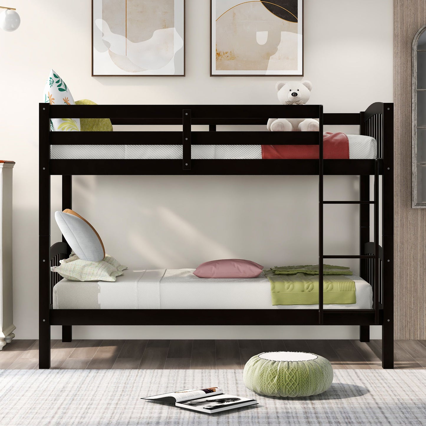 Twin Over Twin Bunk Bed With Ladder - Espresso