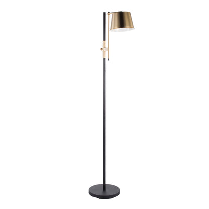 Metric - Industrial Floor Lamp - Black / Antique Brass