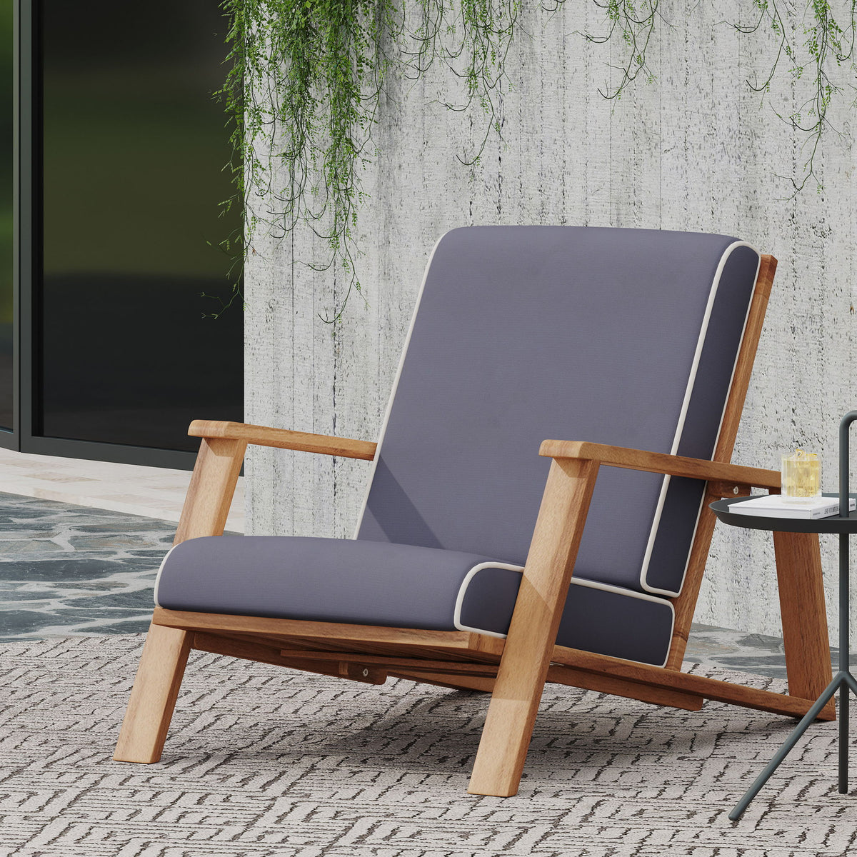 Outdoor Club Chair, Patio Lounge Chair With Removable Cushion