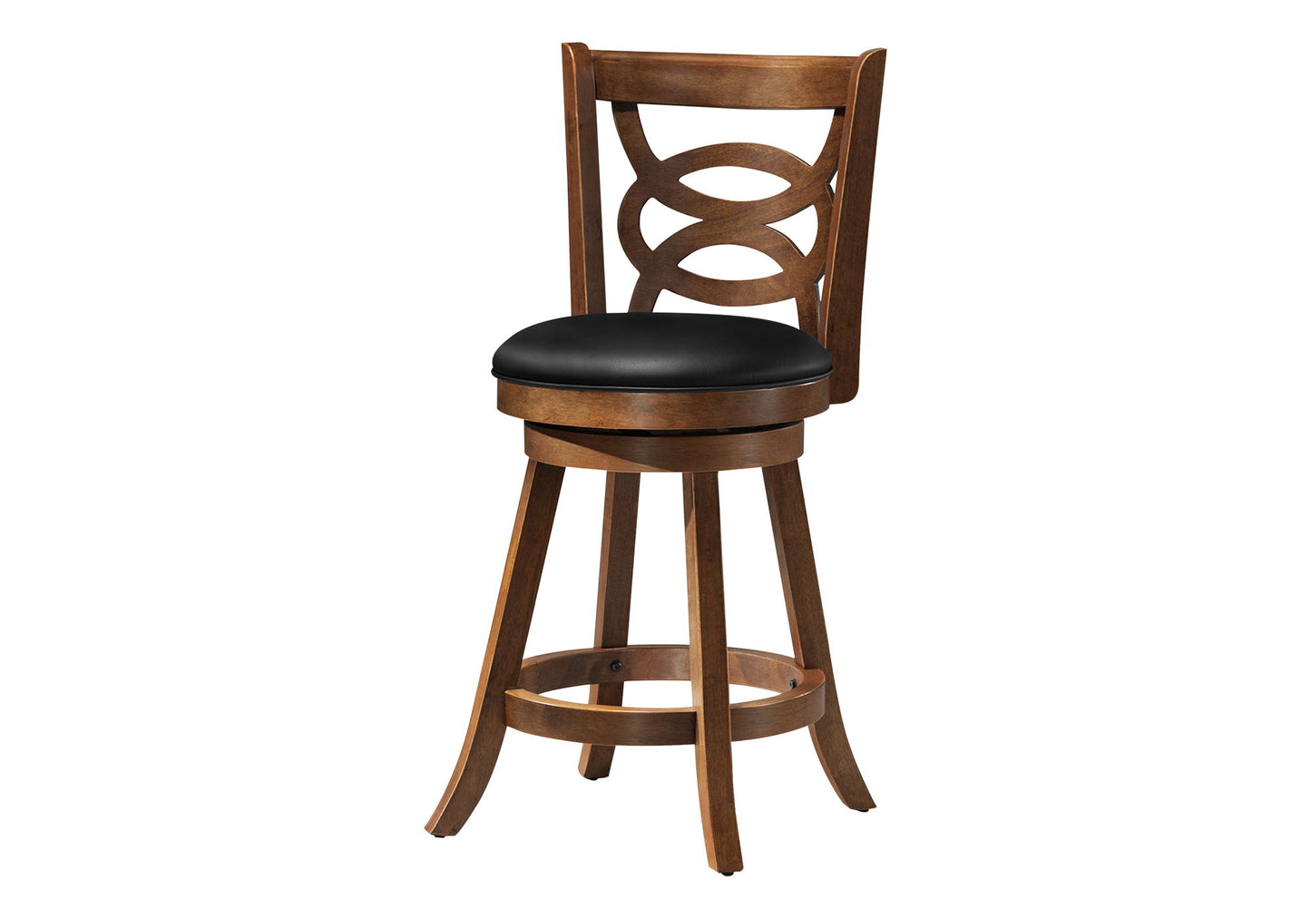 Stylish Design Swivel Bar Stool With Bar Height Leather Look (Set of 2)