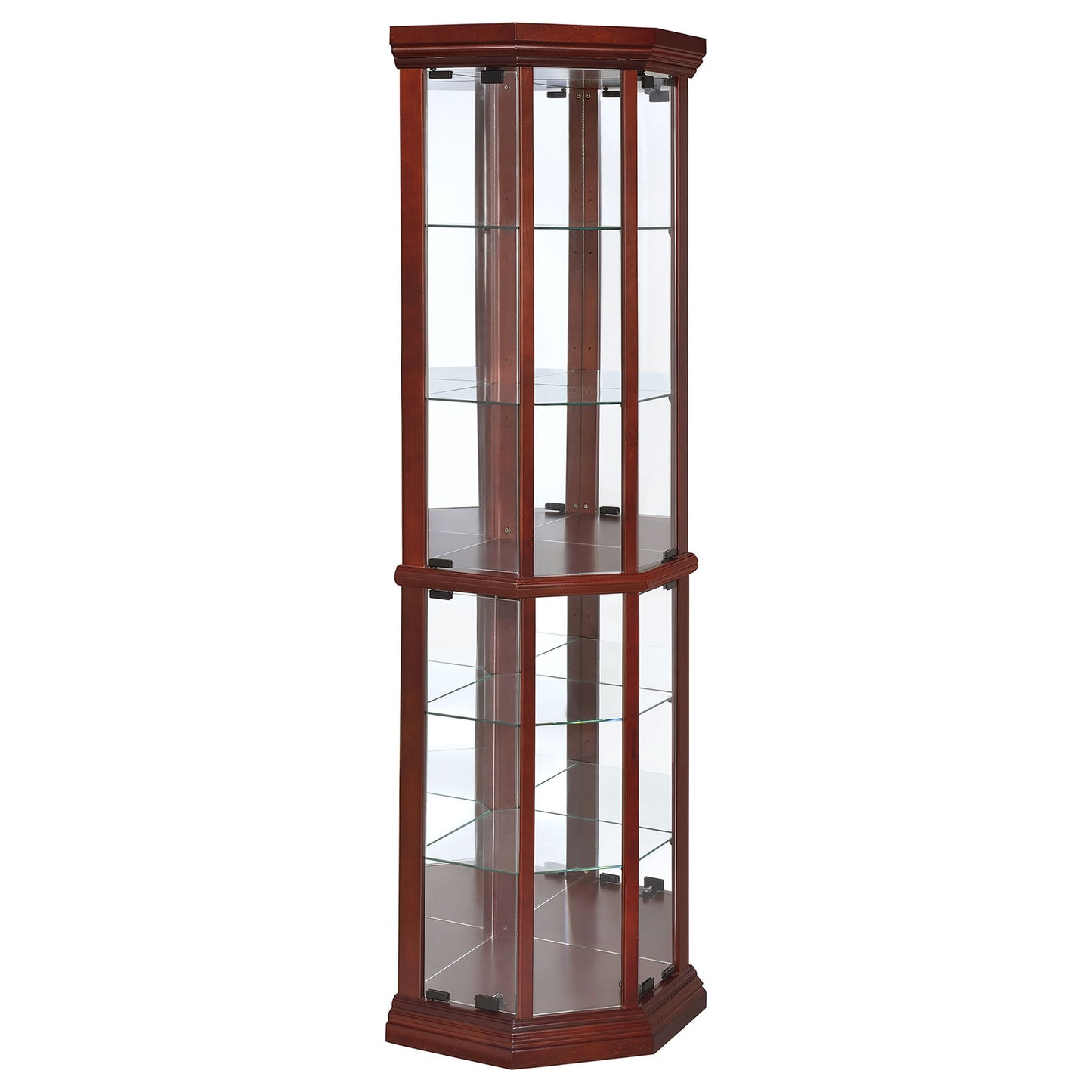 Jacob - 6 Shelf Curio Display Cabinet - Red / Brown