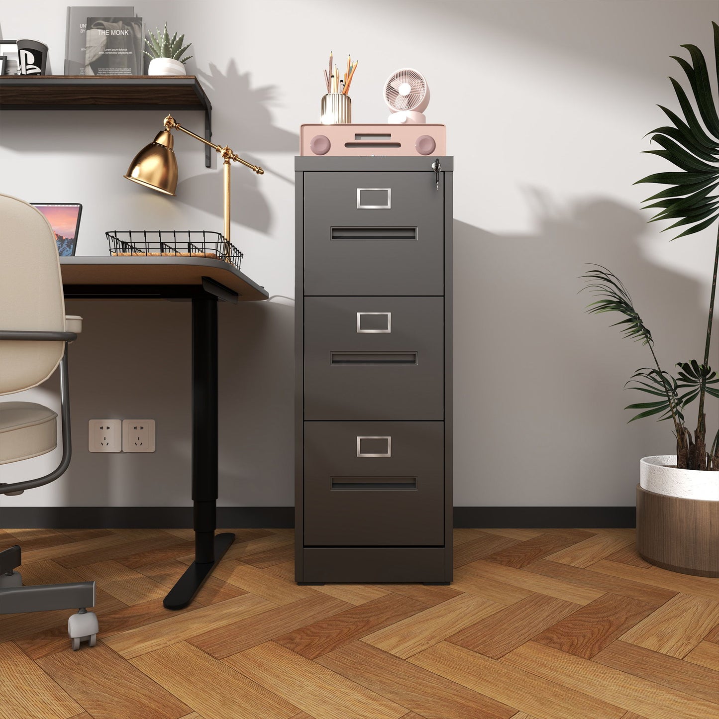 Premium Drawer File Cabinet With Lock, Metal Vertical Design, A4 Legal / Letter Size