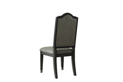 House - Beatrice Side Chair (Set of 2) - Two Tone Gray Fabric & Charcoal Finish