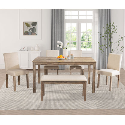Modern Dining Table Set With Upholstered Chairs For Dining Room