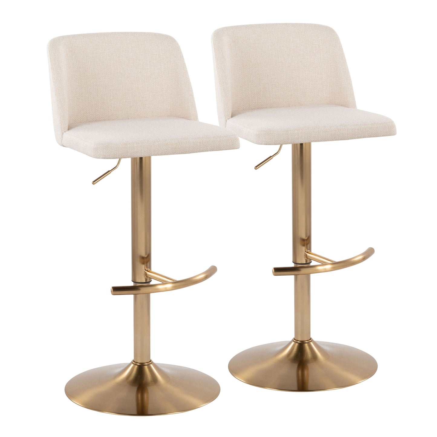 Toriano - Contemporary Adjustable Barstool With Swivel With Rounded T Footrest (Set of 2)