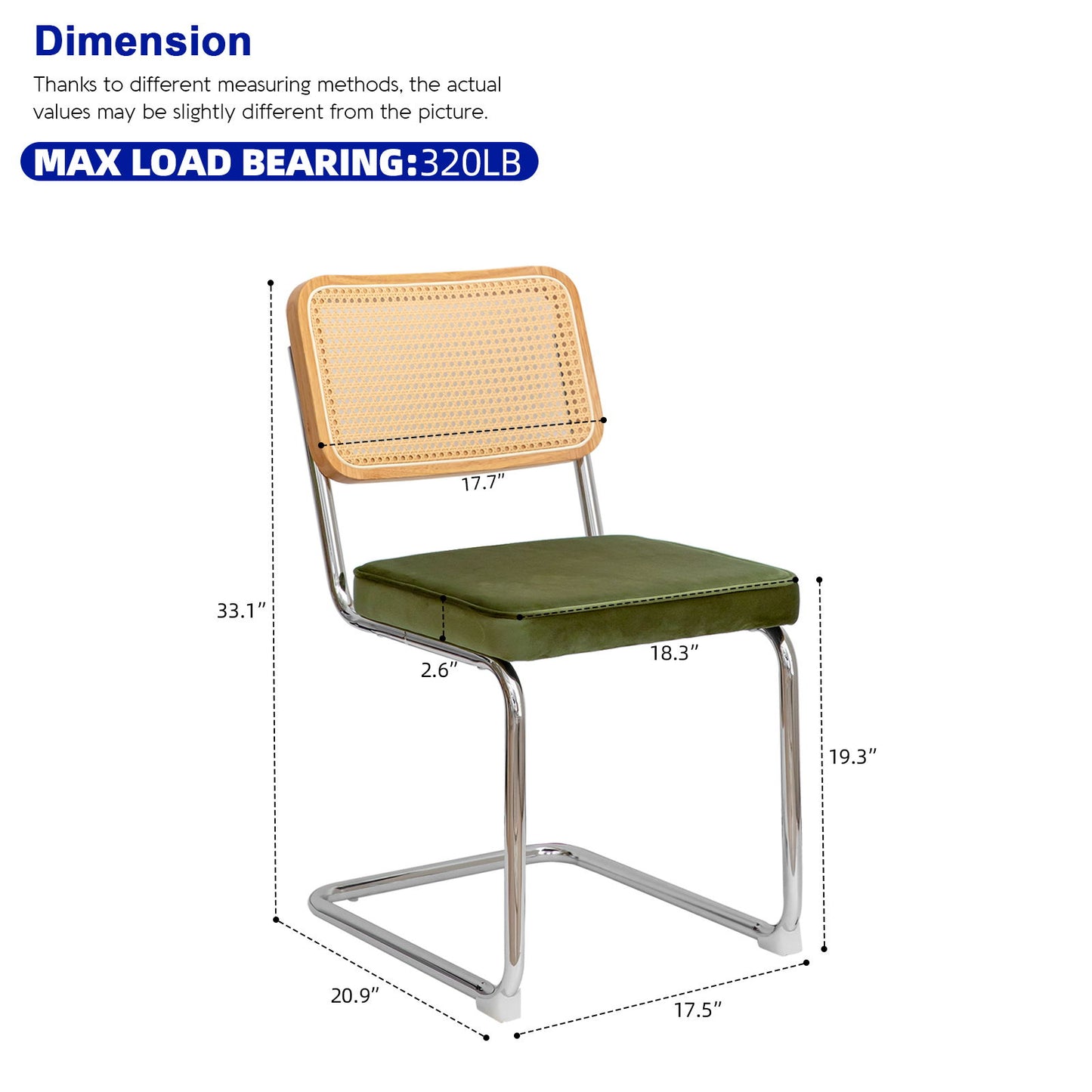 Rattan Side Accent Dining Chairs With Painted Legs (Set of 2)
