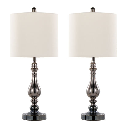 Montgomery - Contemporary Table Lamp Built In USB Port (Set of 2) - Gun / White