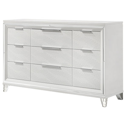 9 Drawer Dresser Cabinet With Picture Framed Fronts - White