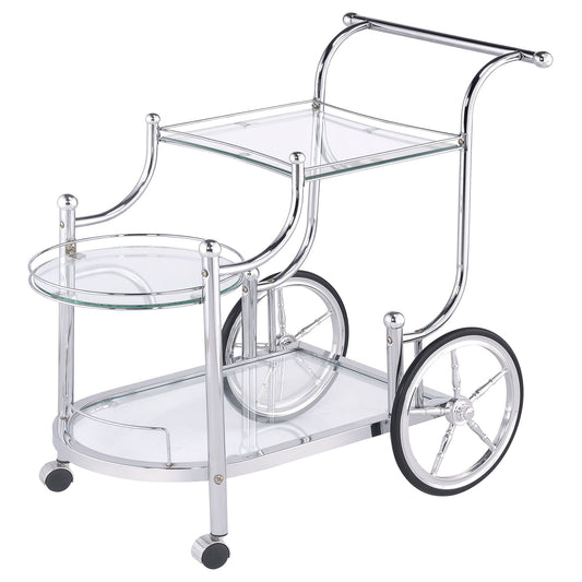 Reia - 3 Tier Cart With Casters & Tempered Glass Design - Chrome