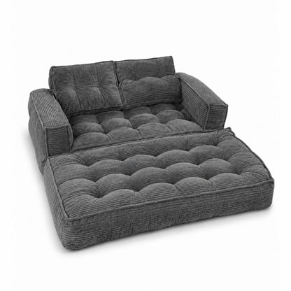 2 Seater Modular Corduroy Sofa With Chaise Lounge For Living Room