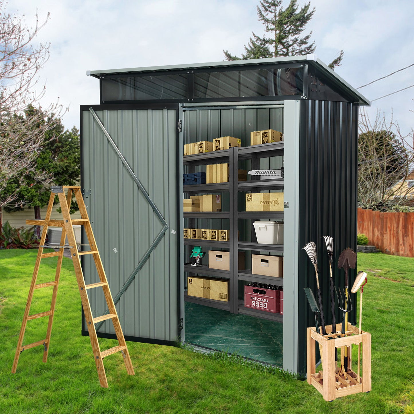 Outdoor Metal Storage Shed Transparent Plate