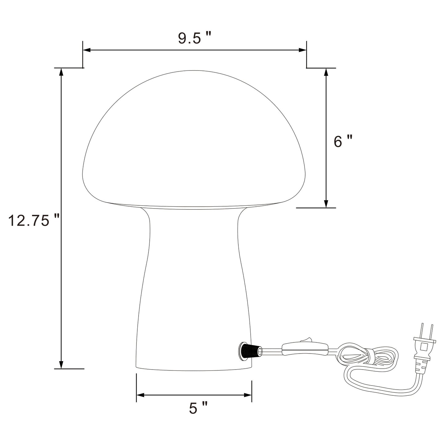 Jonah - Mushroom Shaped Glass Table Lamp - White