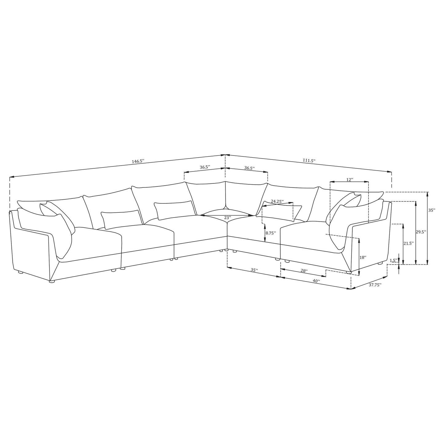 Tomasina - Modular Sectional Sofa With Cushions