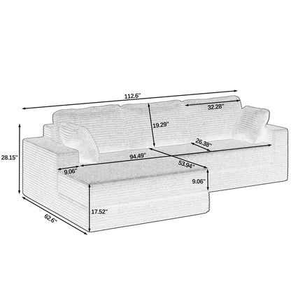Modern Minimalist L Shape Modular Sectional Sofa, Corduroy Couch