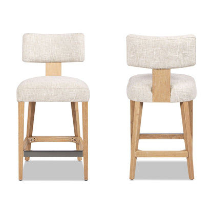 Penny - Round Arched Upholstered Counter Stool (Set of 2) - Travertine Beige